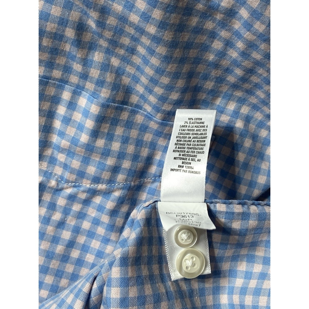 Bonobos Slim Fit Button Down Shirt Men's M Blue White Gingham Stretch - Picture 9 of 12